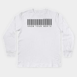 Know Your Worth Barcode Kids Long Sleeve T-Shirt